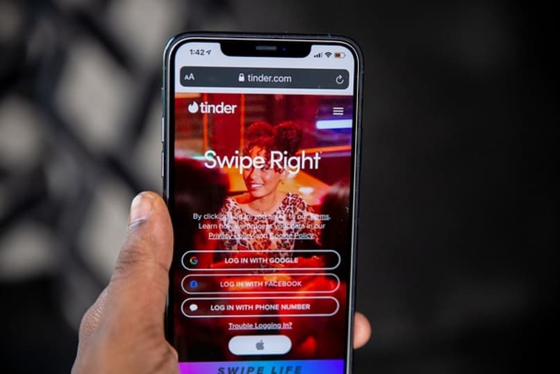 pagina de inicio de app tinder