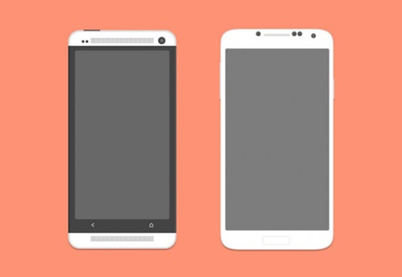 ilustracion de moviles inteligentes con fondo color salmon