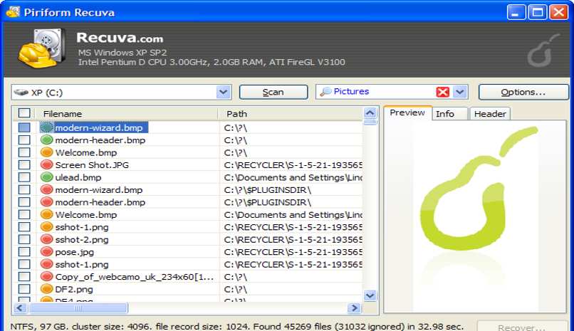 usa recuva computador