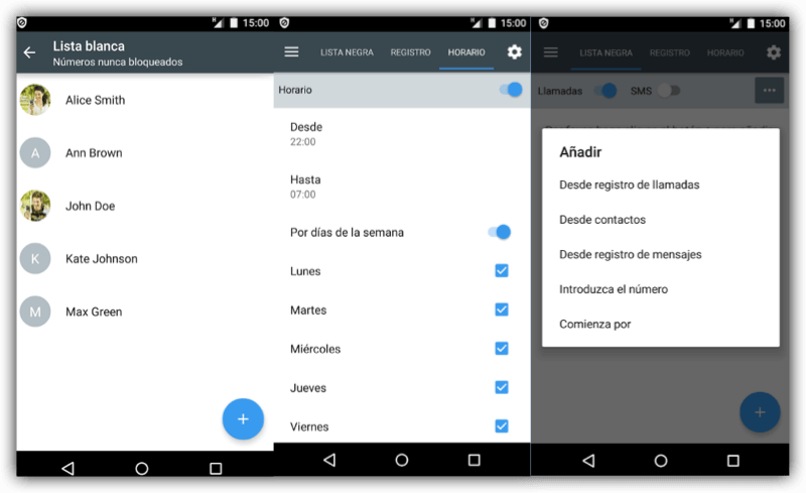movil android restringir llamadas