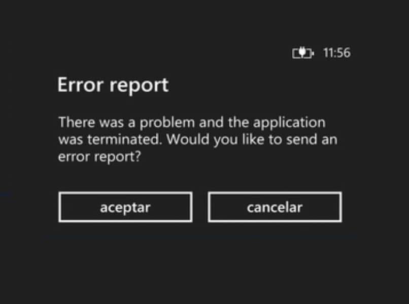 ventana gris de error report