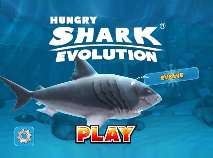 capture pantalla juego android hungry shark evolution tiburon blanco fondo mar azul