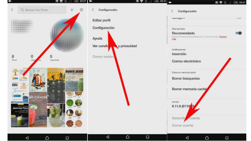 eliminar pinterest desde movil