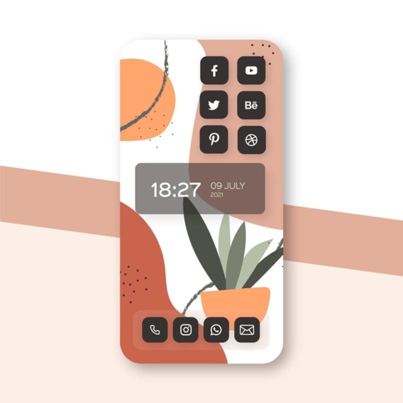 diversos widgets de aplicaciones en pantalla principal de telefono