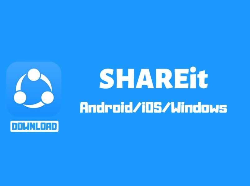 logo azul shareit letras blancas fondo azul celeste