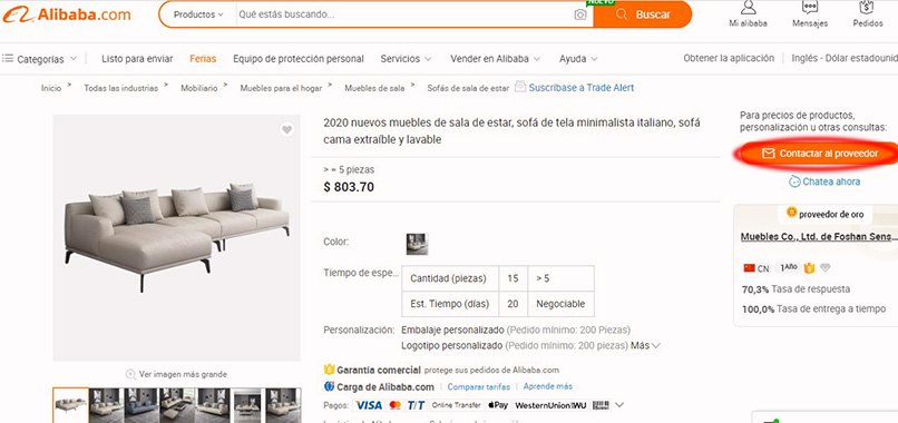 contactar al vendedor alibaba