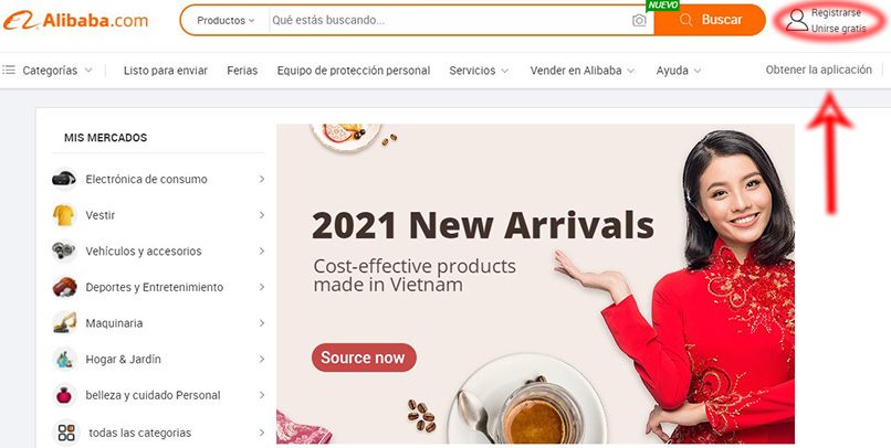 pagina regitro alibaba