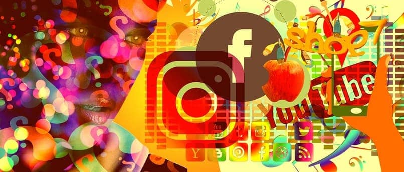imagen colorida con los iconos de instagram, facebook y otras redes sociales