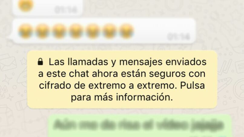 mensaje de whatsapp acerca del cifrado de extremo a extremo