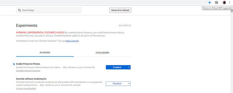 ventana que muestra error en chrome