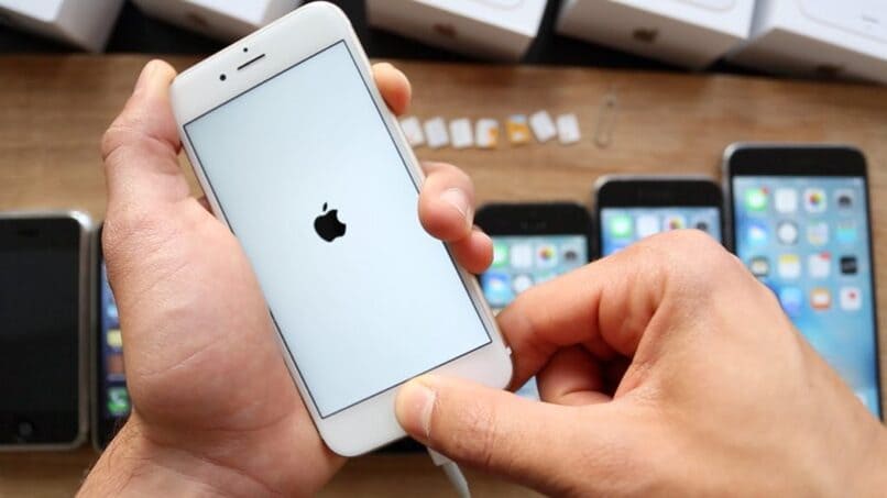 persona sosteniendo un movil color blanco