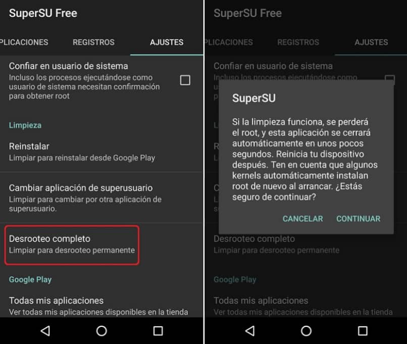 programa supersu para eliminar root