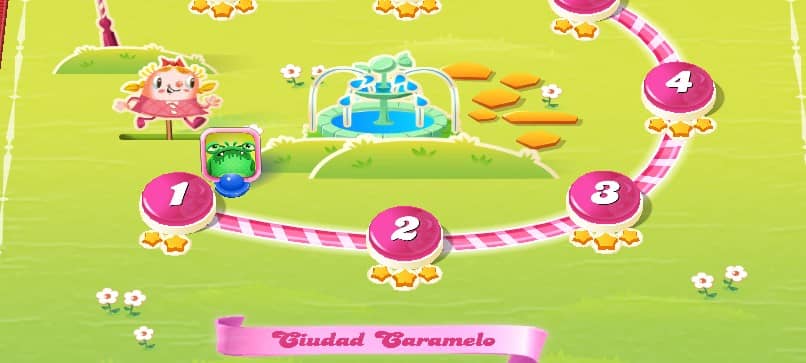 mapa del juego en candy crush ciudad caramelo