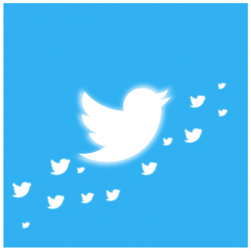 logo de twitter grande junto a logos mas pequeños