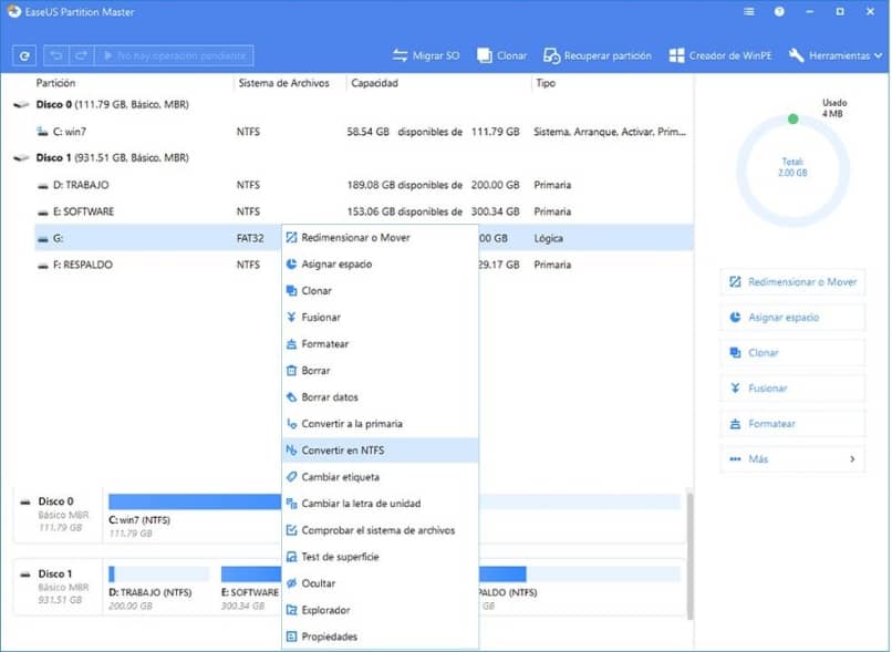 cambio formato fat ntfs programa easeus