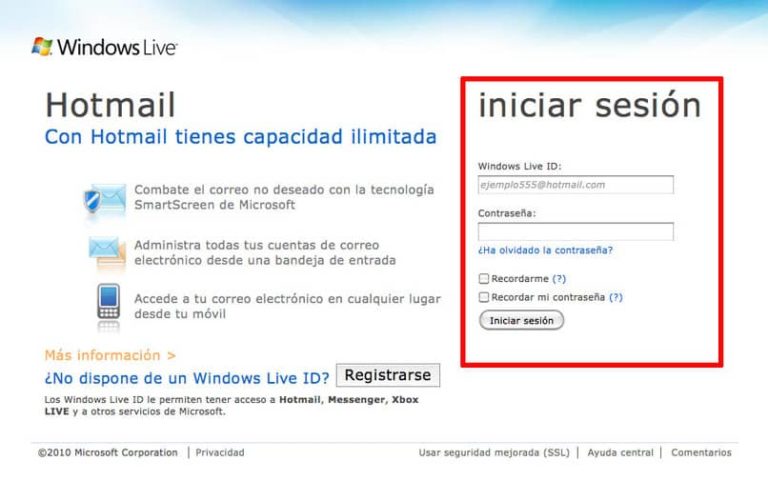 Hotmail Sign In Iniciar Sesion Outlook Entrar
