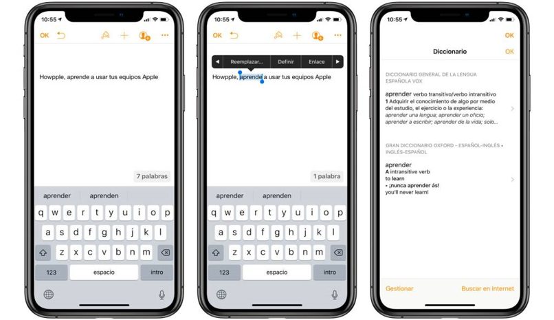 tener diccionarios iphone