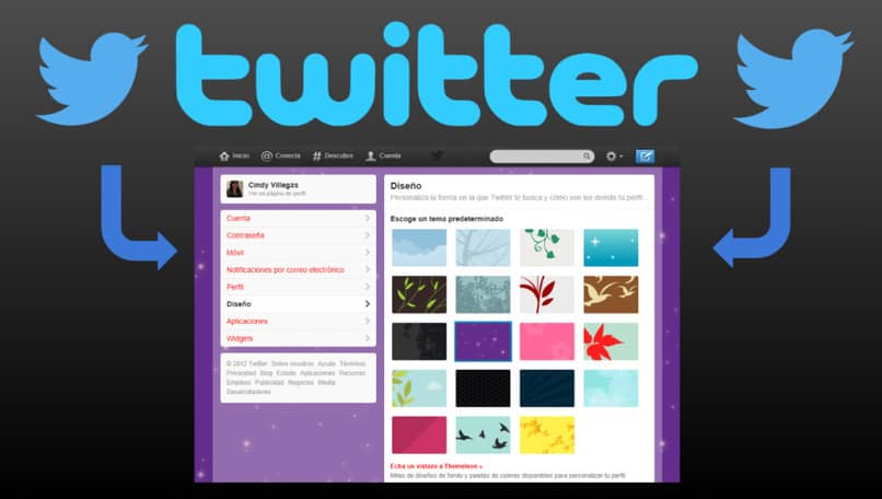 persoanlizar twitter desde su menu