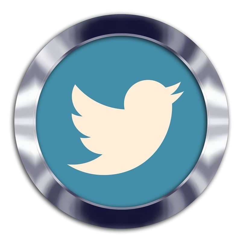 logo de twitter redondo con borde metalico