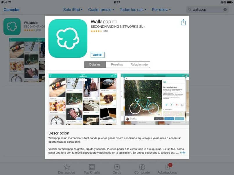 pestana para descargar wallapop en ipad