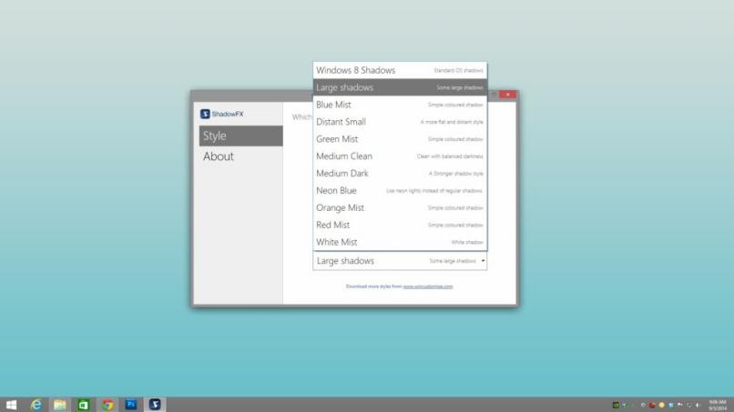 diferentes tipos sombras para windows 10