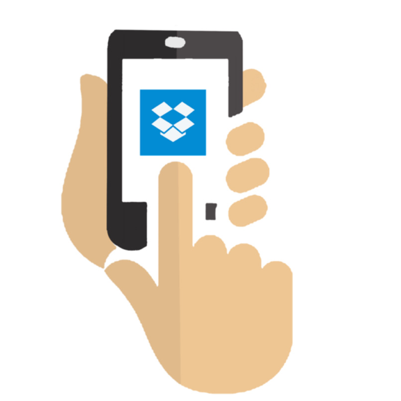 ilustracion de mano utilizando dropbox en un movil