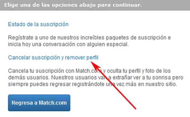 dar de baja suscripcion match