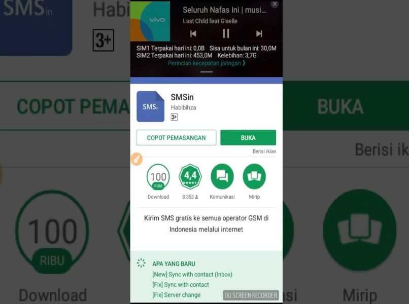 capture de pantalla descarag de aplicacion smsin en android