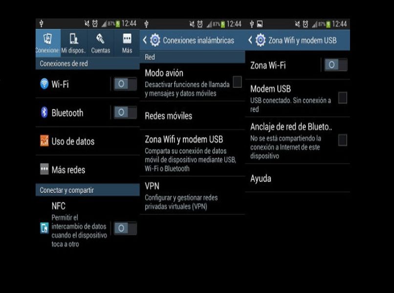 capture pantalla configuracion conexiones inalambricas red wifi fondo negro