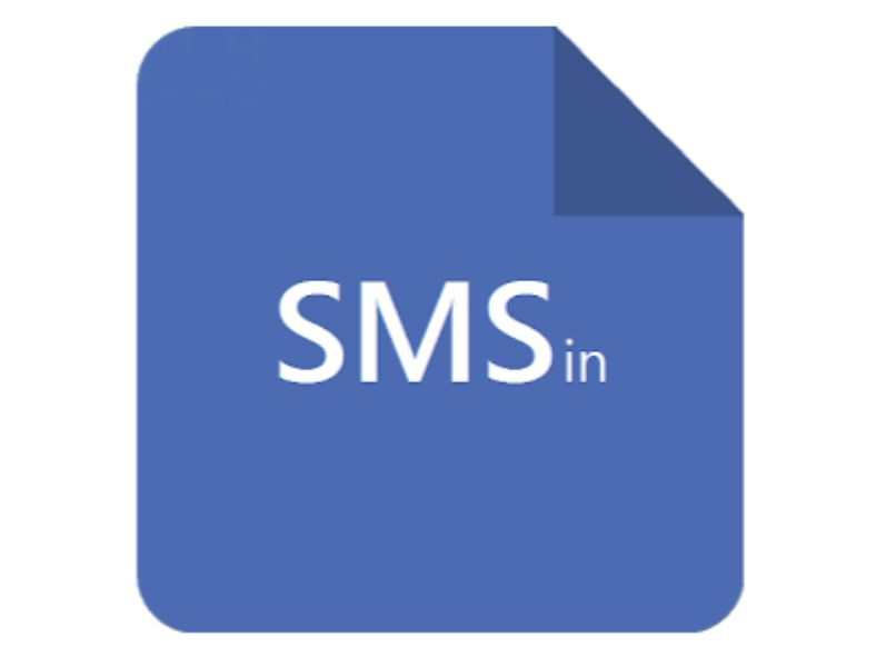 logo sms de color azul fondo blanco