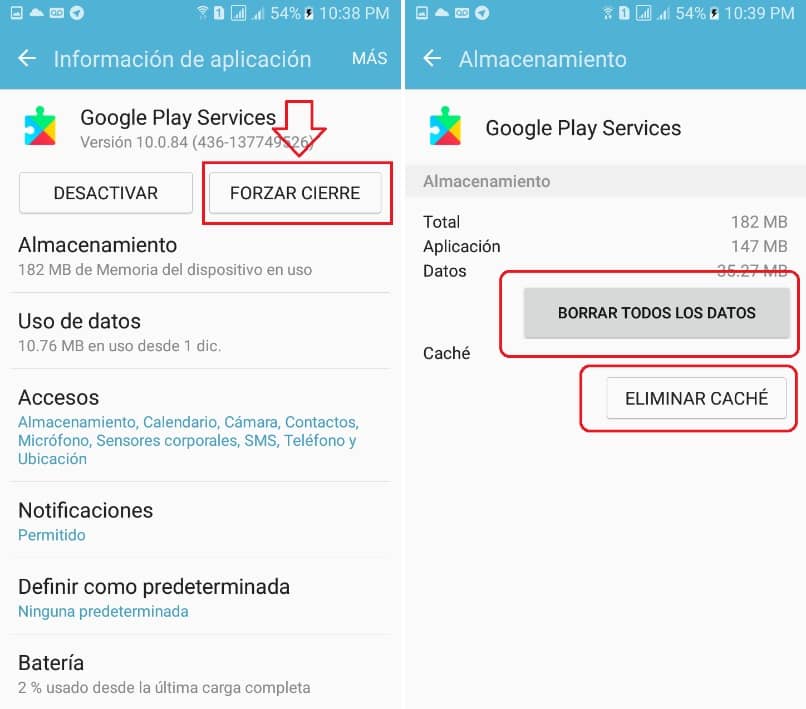 eliminar datos y cache aplicaciones