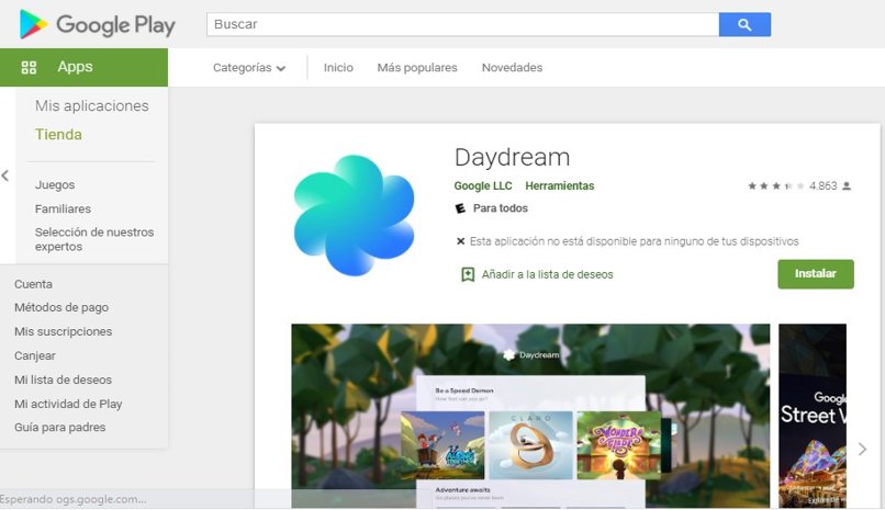 instalar daydream movil android
